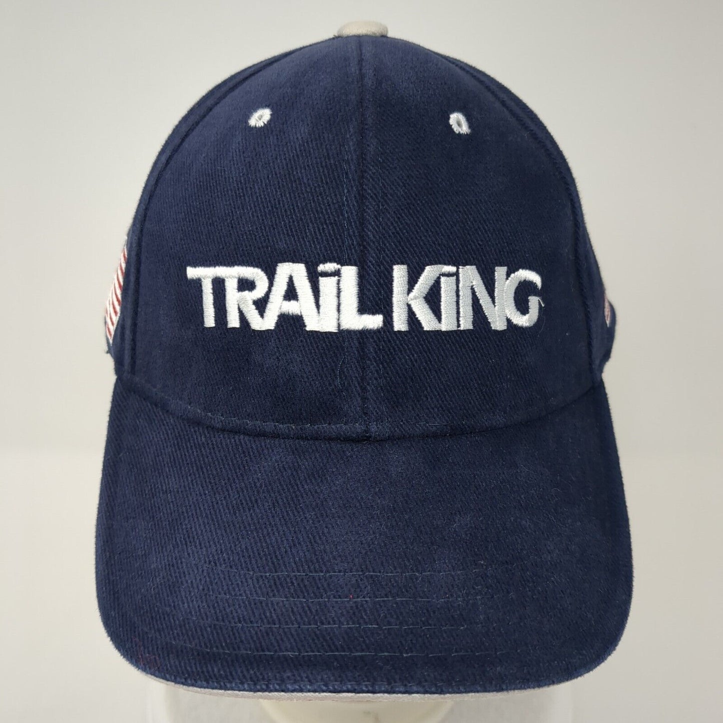 Trail King Strapback Hat Blue One Size Adjustable Embroidered Patriotic Cotton