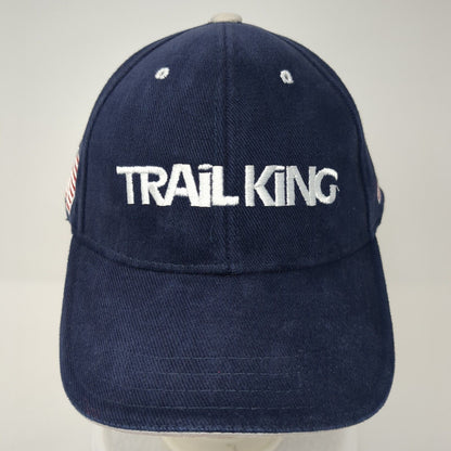 Trail King Strapback Hat Blue One Size Adjustable Embroidered Patriotic Cotton