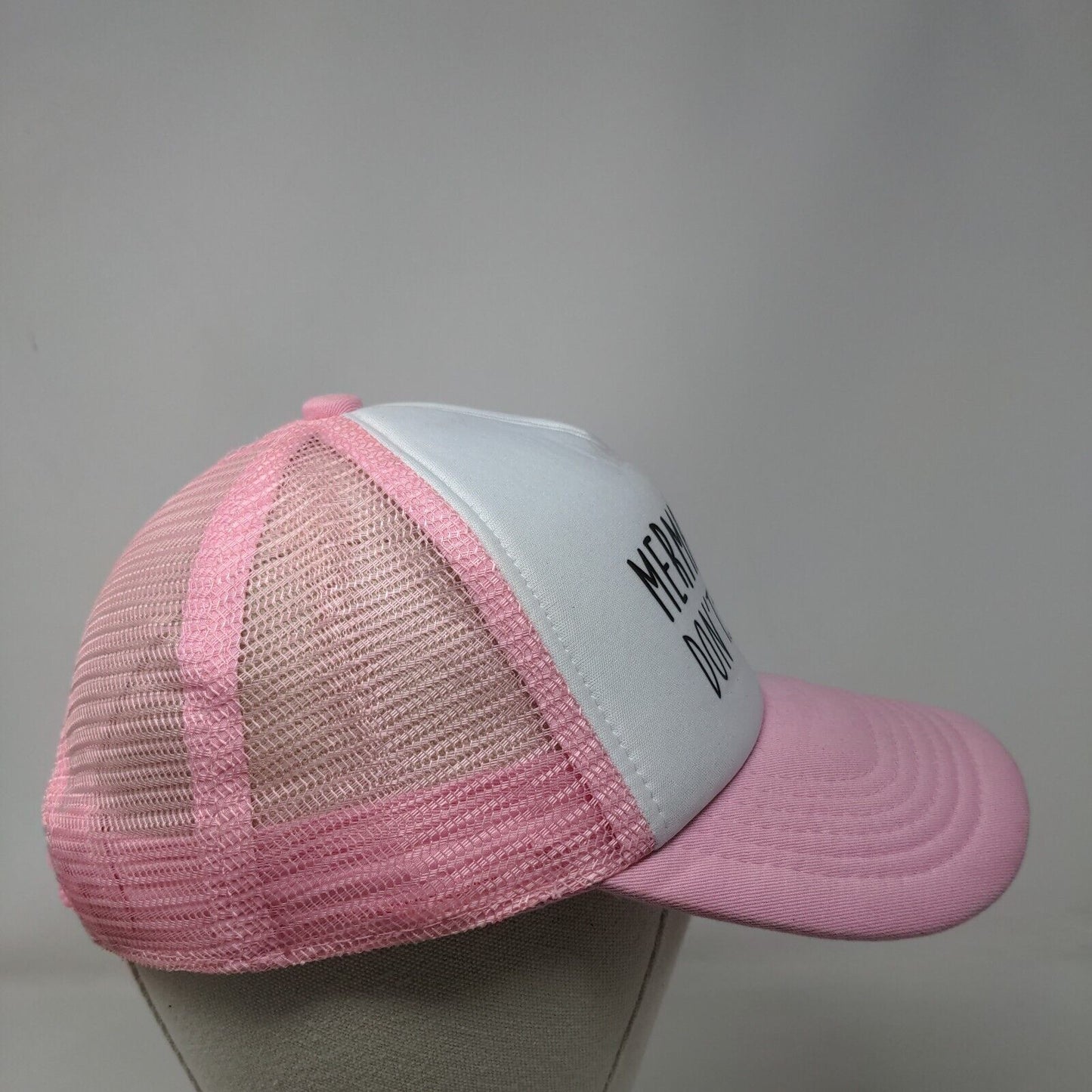 Mermaid Hair Don't Care Snapback Mesh Back Trucker Hat Pink 5-10 Years