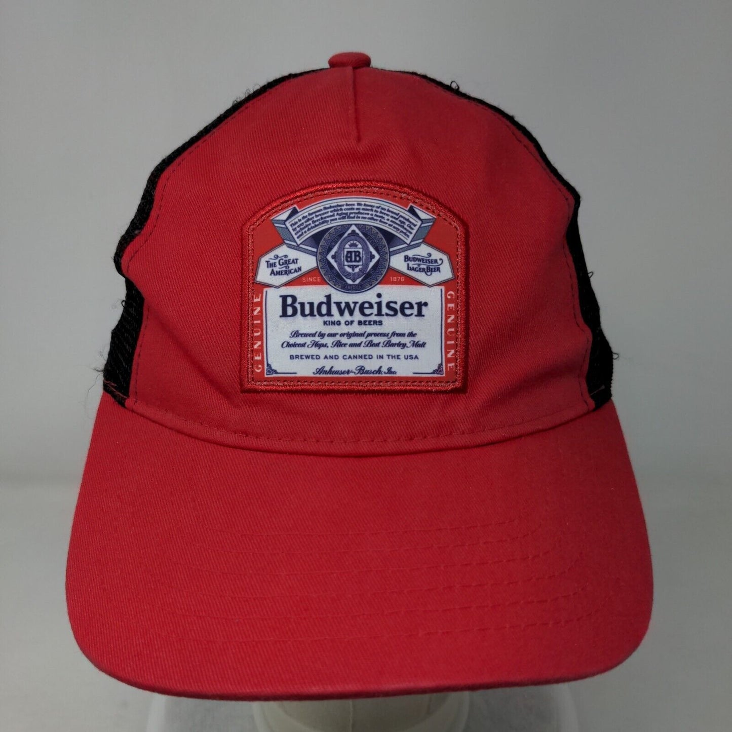 Budweiser Slideback Mesh Back Trucker Hat Red One Size Colorblock