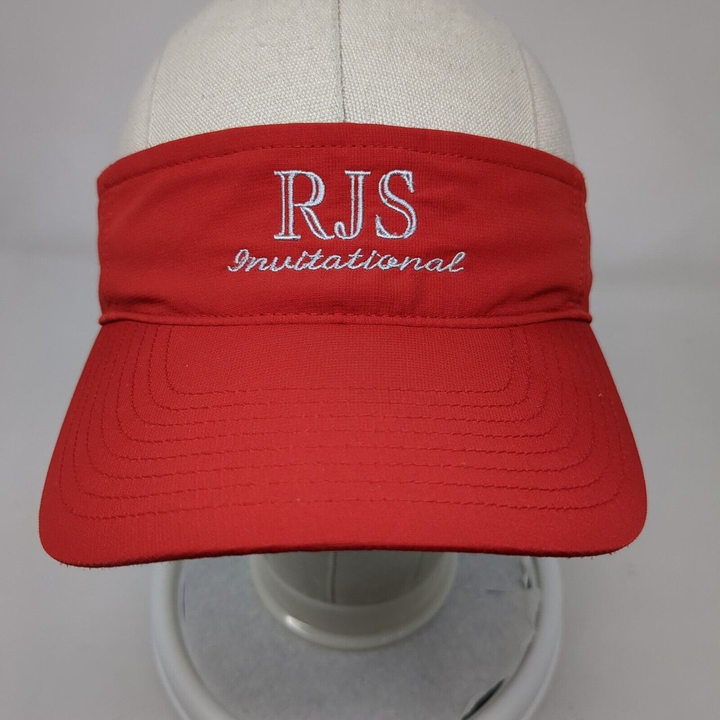 RJS Invitational Strapback Sun Visor Hat Red One Size Solid Richardson