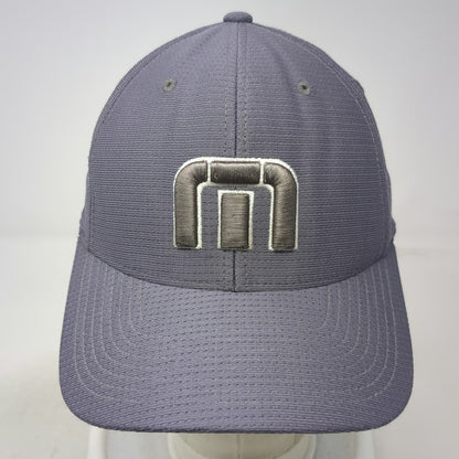 TravisMathew Baseball Cap Gray M Fitted Hat Flexfit Polyester Curved Brim Golf
