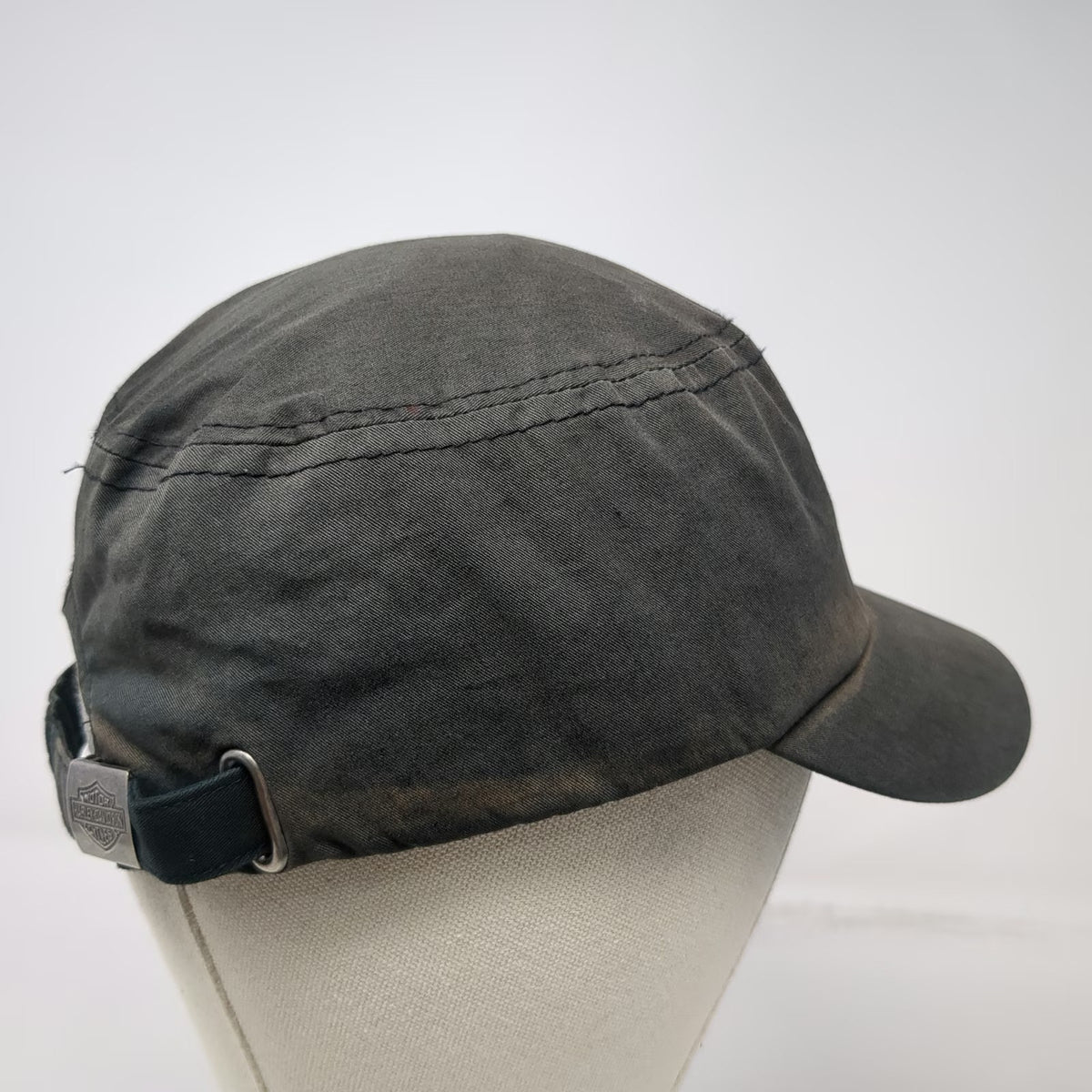 Harley-Davidson Army Cap Gray One Size Rhinestone Skull Embroidered Cotton Hat