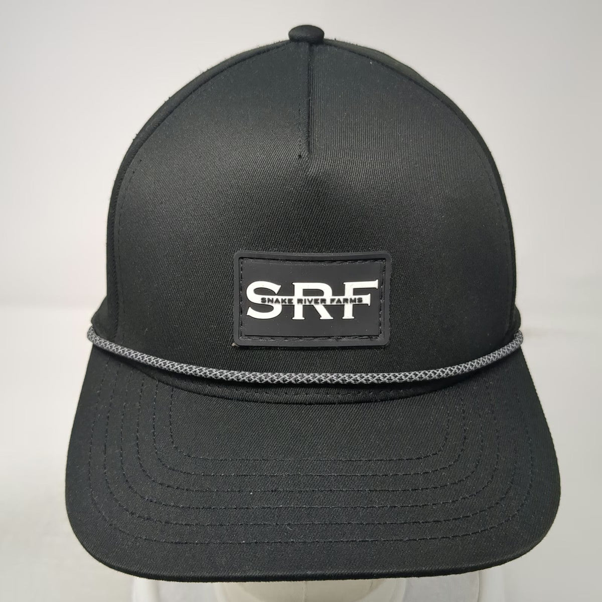 Cap America Trucker Hat Black One Size Snake River Farms Rope Patch Perforated