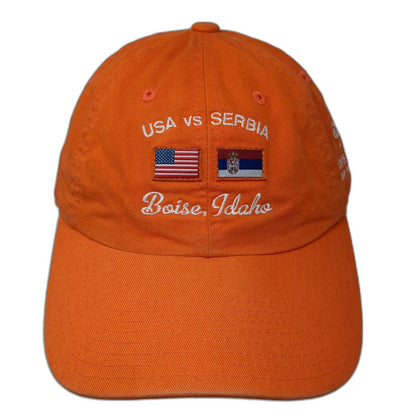 American Needle Baseball Cap Orange OSFM Davis Cup USA Serbia Boise Idaho Hat