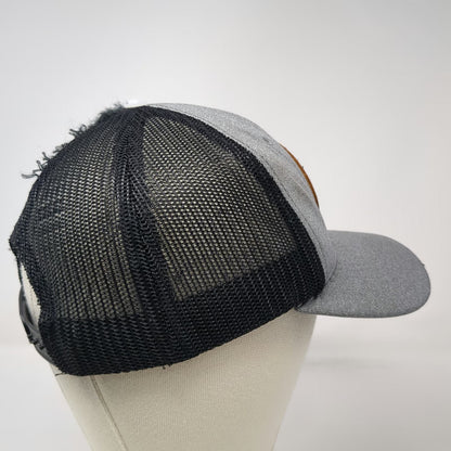 Zion Trucker Hat Gray Black One Size California Republic Leather Patch Bear 1850