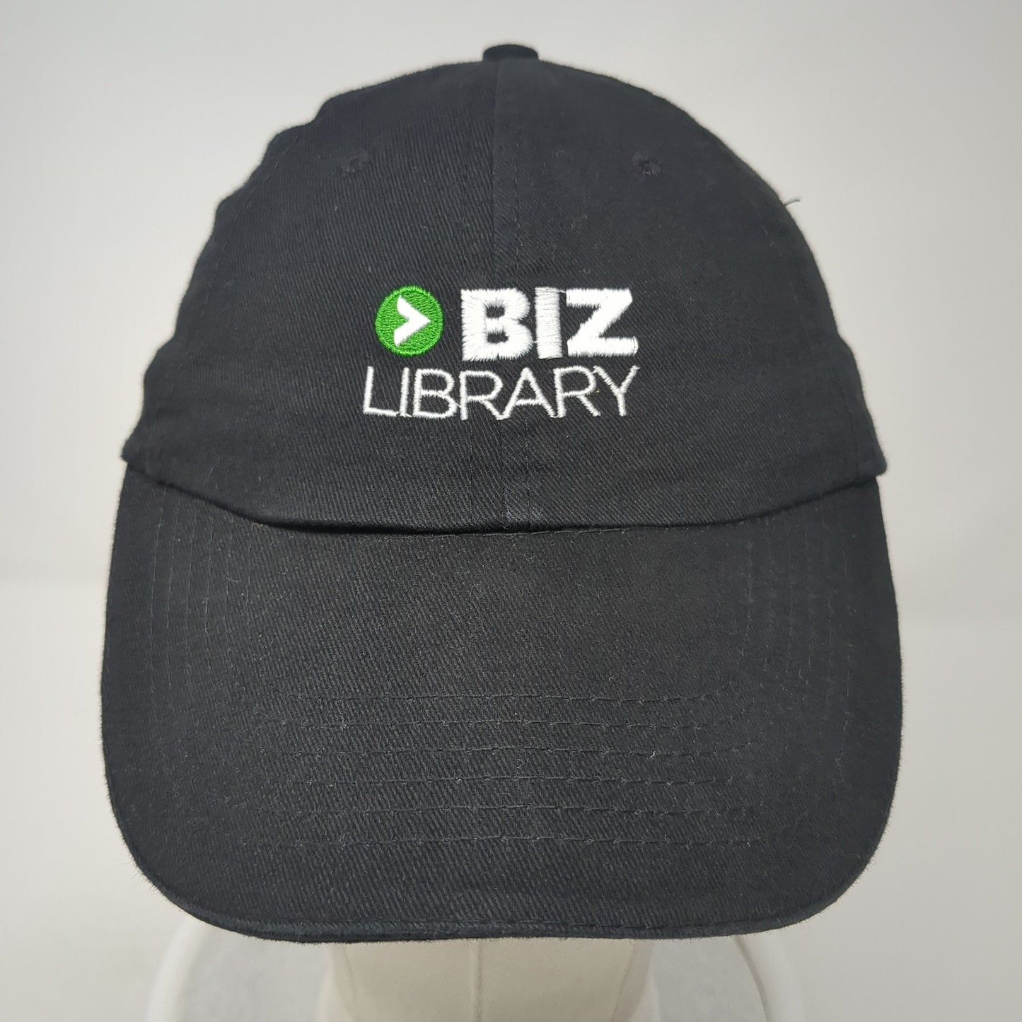 Biz Library Strapback Hat Black One Size Solid Adjustable Embroidered