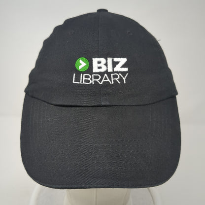 Biz Library Strapback Hat Black One Size Solid Adjustable Embroidered