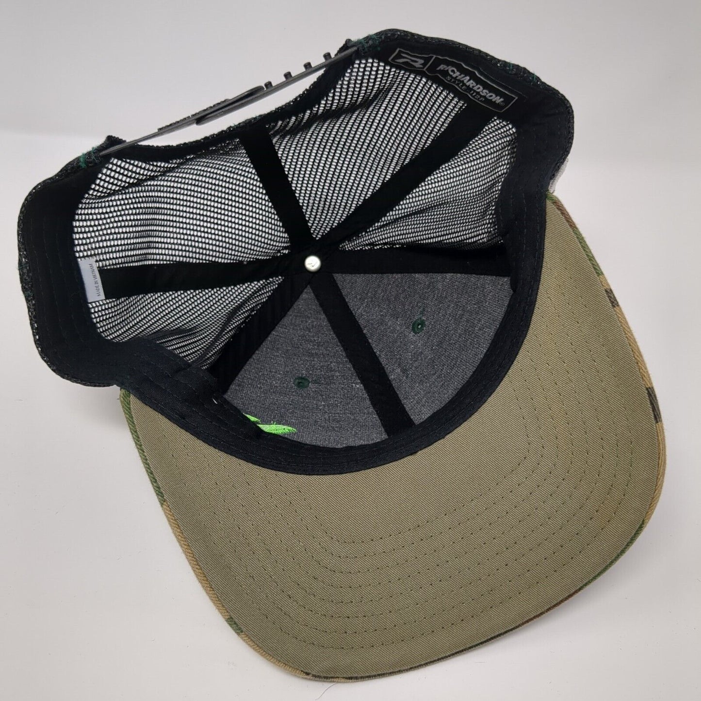 Richardson Snapback Trucker Hat Camo One Size Mesh Back USA Flag Patch