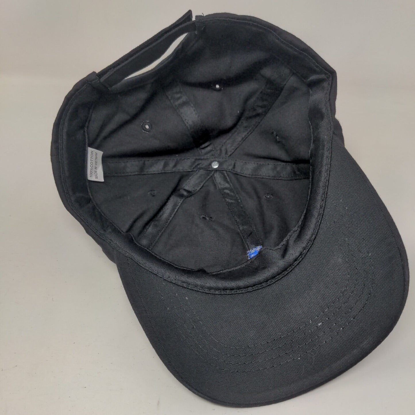 Geico Strapback Hat Black One Size Adjustable Embroidered Vented Holes Cotton