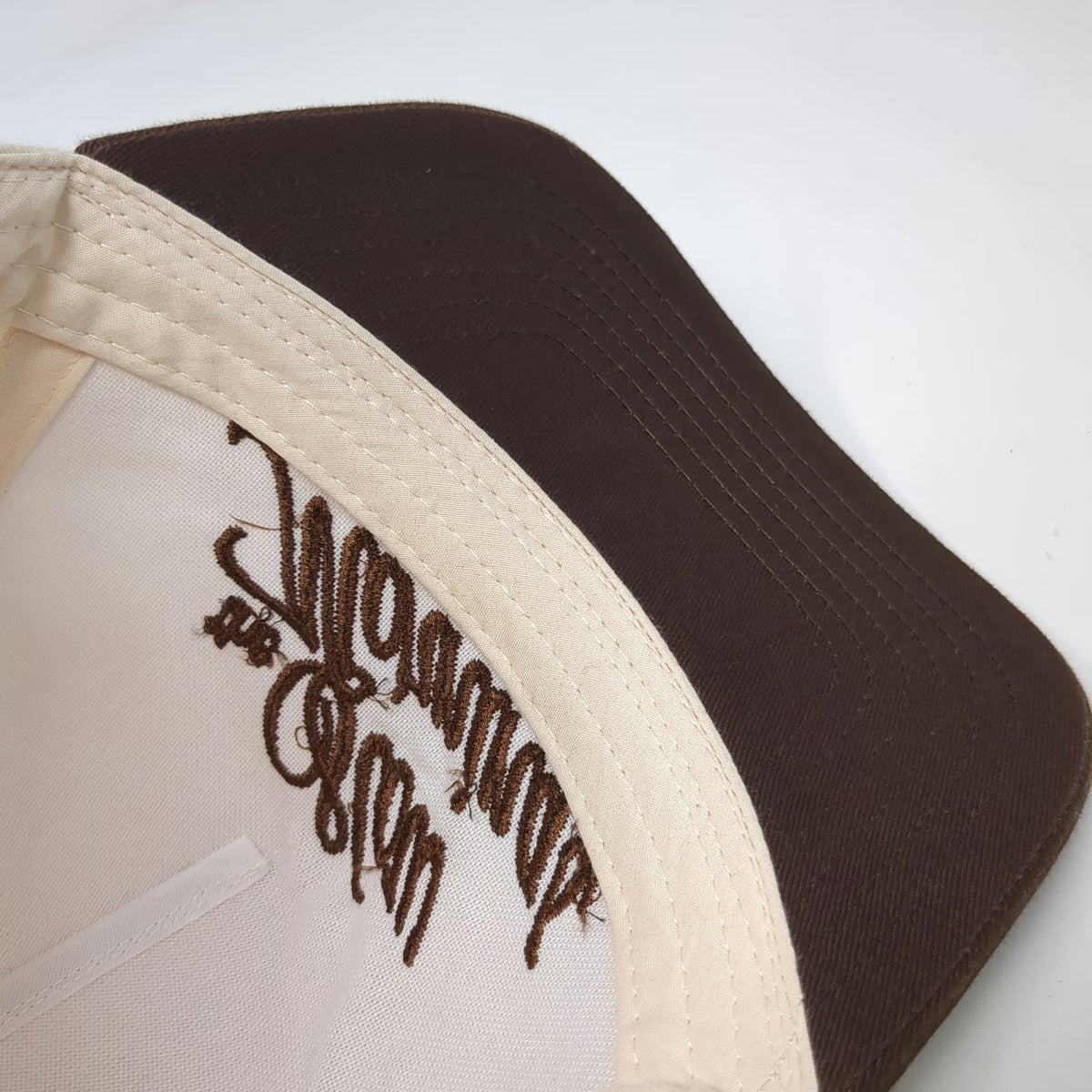 5 Panel Beige Brown One Size Slow Mornings Club Hat Snapback Script Embroidery