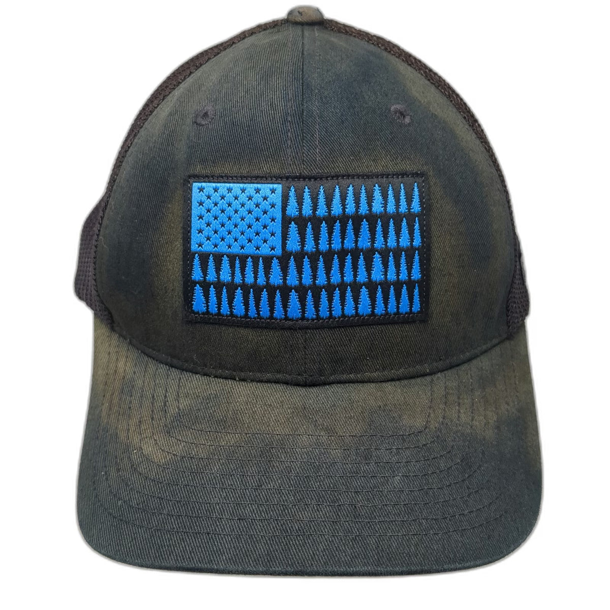 Columbia Baseball Cap Black One Size Mesh Back Distressed Pine Tree Flag Hat