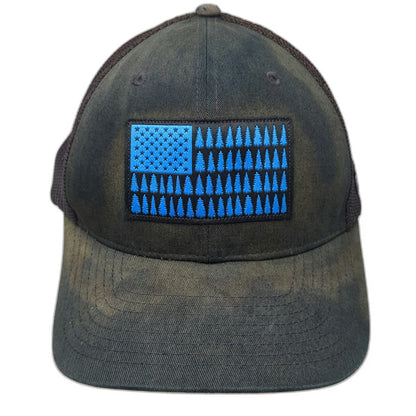 Columbia Baseball Cap Black One Size Mesh Back Distressed Pine Tree Flag Hat