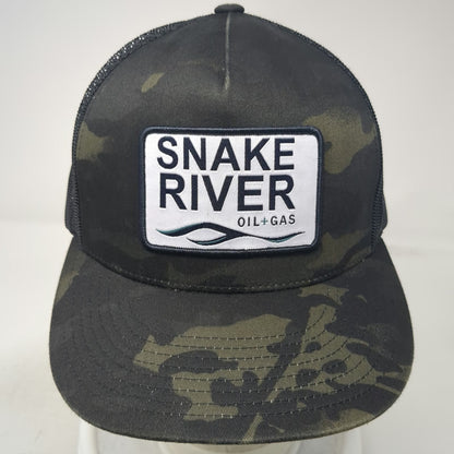 Yupoong Trucker Hat Green One Size Snapback Camo Snake River Oil Gas Patch