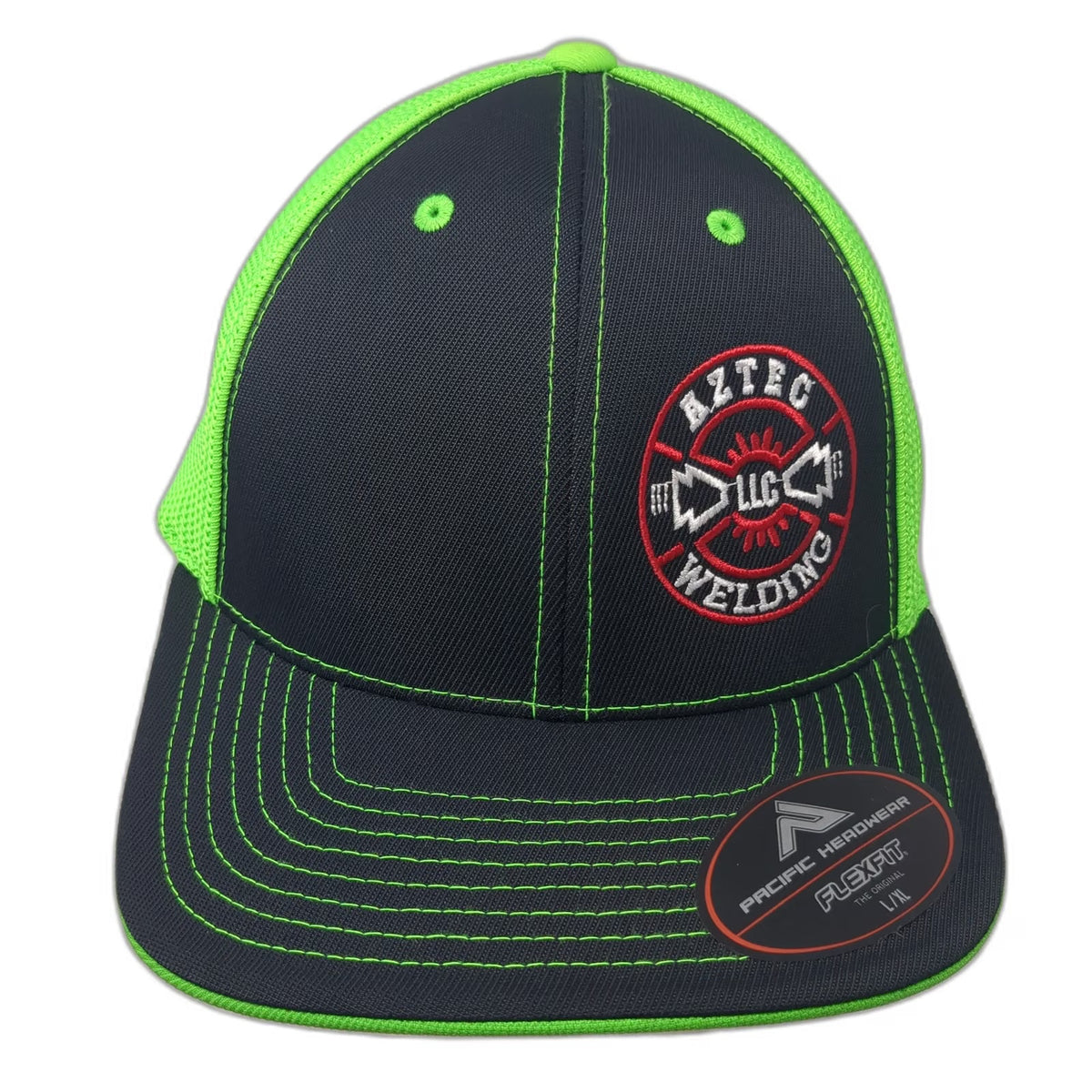 Pacific Headwear Baseball Cap Blue Green Red 8 Aztec Welding Mesh Flexfit Hat