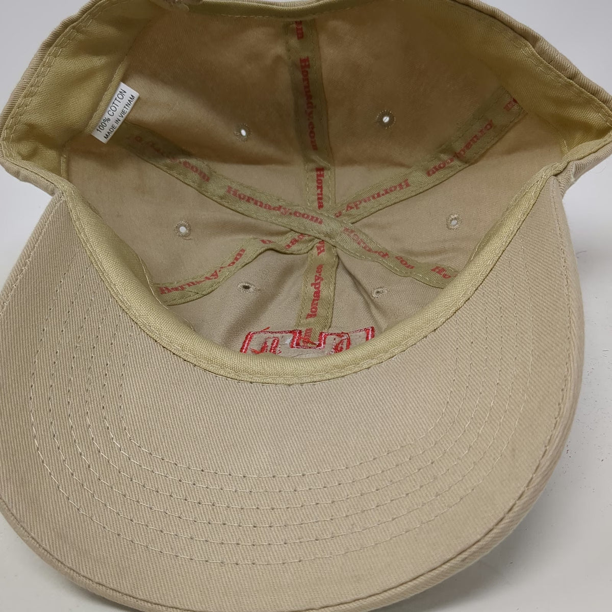 Hornady Baseball Cap Beige One Size Embroidered Logo Slideback Ammo Gun Hat