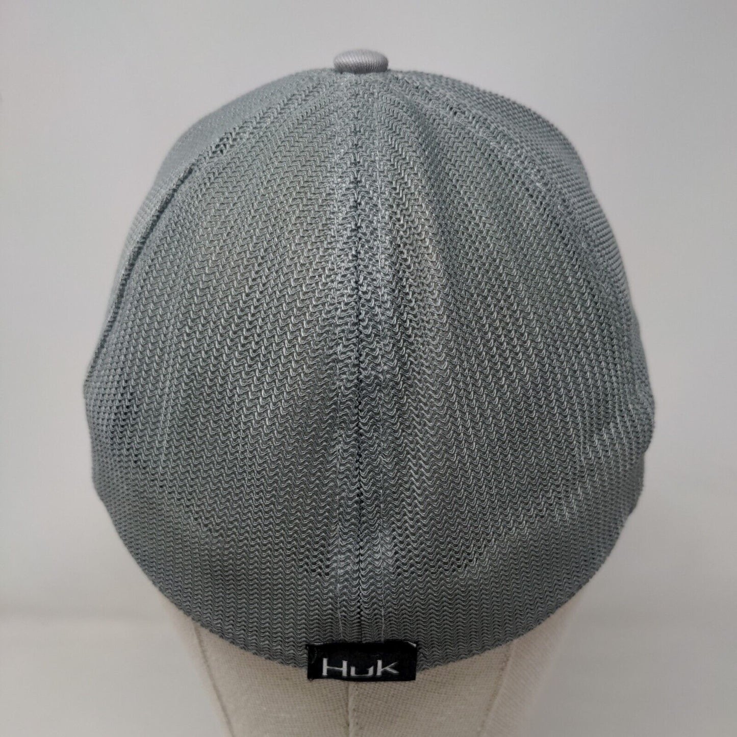 Huk Fishing Fitted Mesh Back Trucker Hat Gray L/XL Stretch 6 Panel