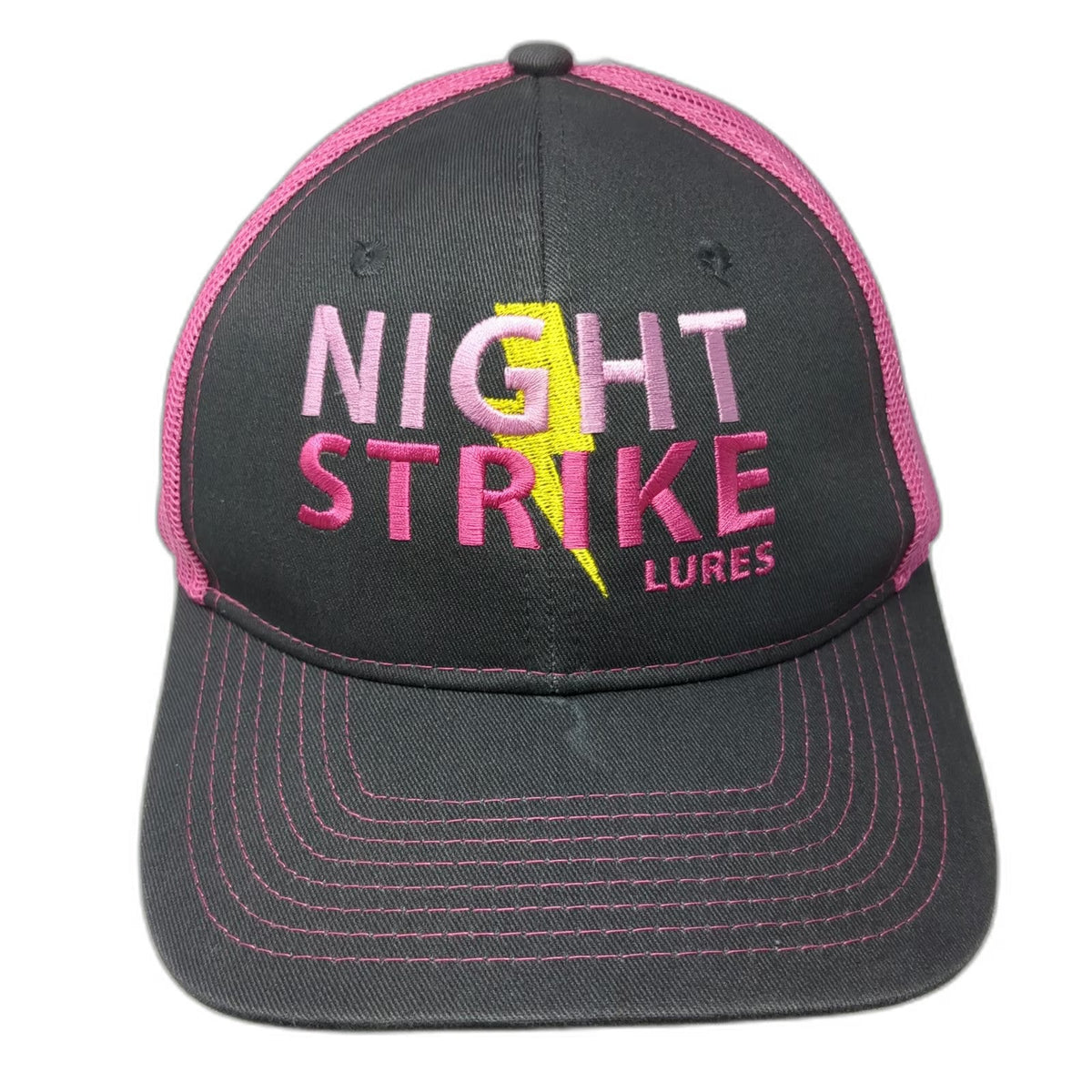 Port Authority Trucker Hat Black Pink One Size Night Strike Lures Mesh Snapback