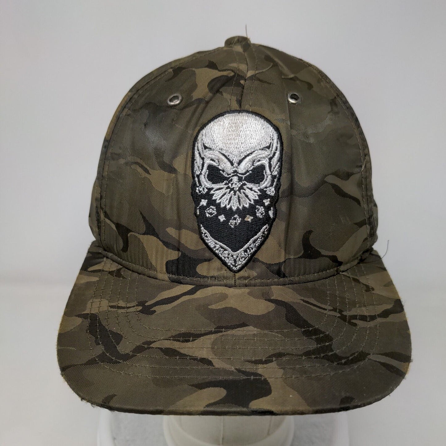 Skull Snapback Hat Camouflage One Size Adjustable Embroidered Ace Cap Inc.