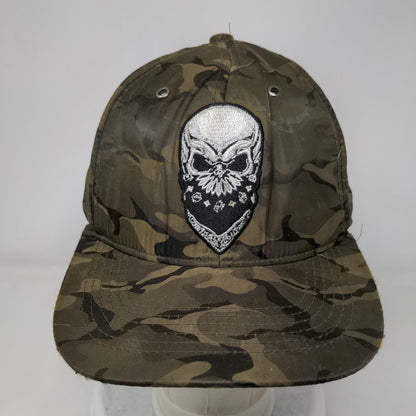 Skull Snapback Hat Camouflage One Size Adjustable Embroidered Ace Cap Inc.