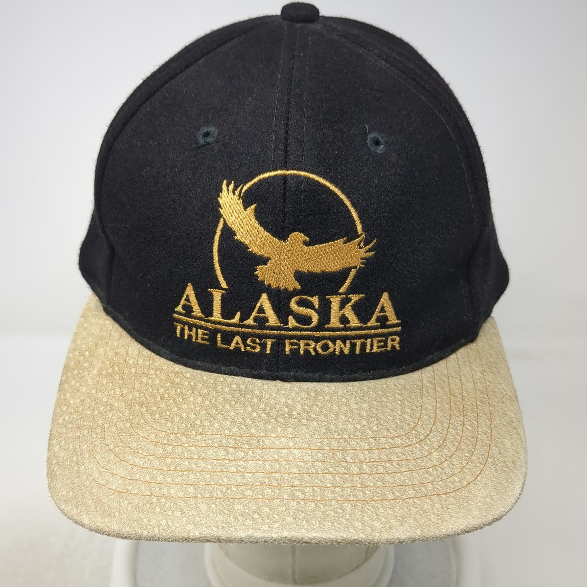 Triangle Headwear Alaska The Last Frontier Black Baseball Cap One Size Wool Hat