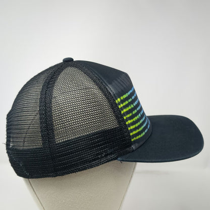 Hurley Trucker Hat Black One Size Blue Yellow Green Graphic Logo Mesh Snapback