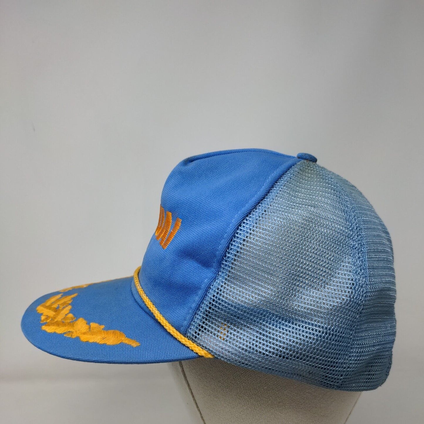 Kauai Snapback Mesh Back Rope Trucker Hat Blue One Size Scrambled Eggs