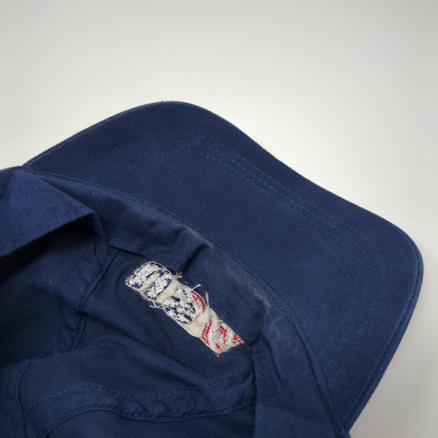 USA Slideback Hat Blue One Size Adjustable Embroidered Patriotic 6 Panel Cotton
