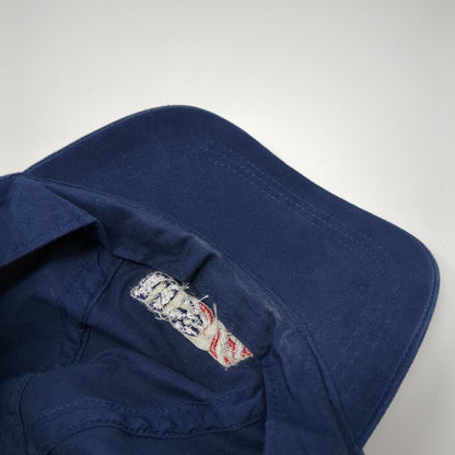 USA Slideback Hat Blue One Size Adjustable Embroidered Patriotic 6 Panel Cotton