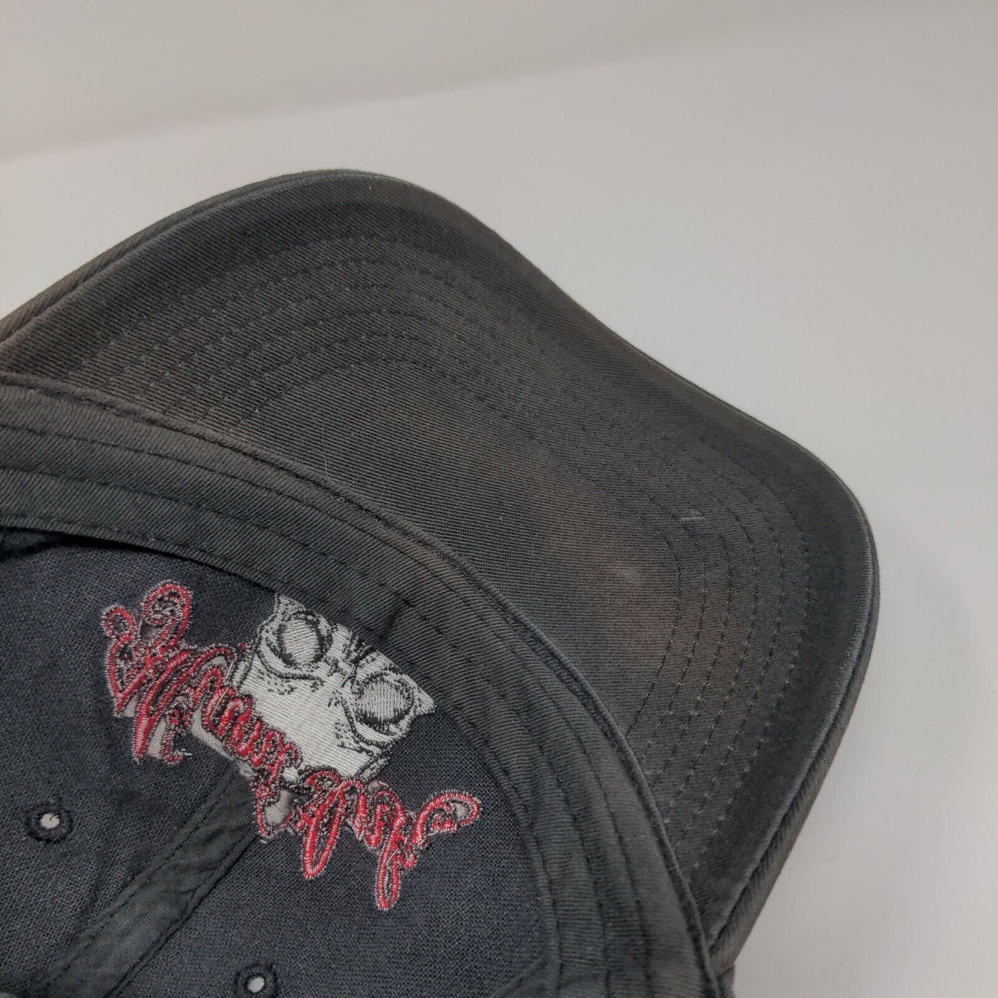 Miami Ink Snapback Hat Black OSFM Adjustable Embroidered Skull 6 Panel Cotton
