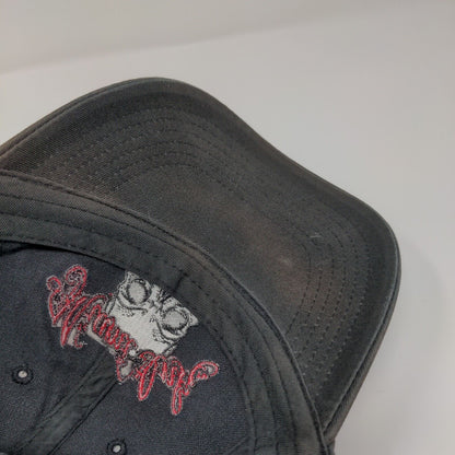 Miami Ink Snapback Hat Black OSFM Adjustable Embroidered Skull 6 Panel Cotton