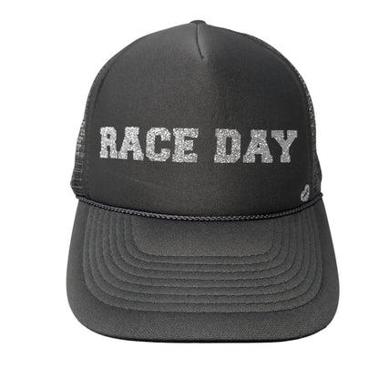 Race Day Snapback Trucker Hat Gray One Size Adjustable Mesh Back 6 Panel Otto