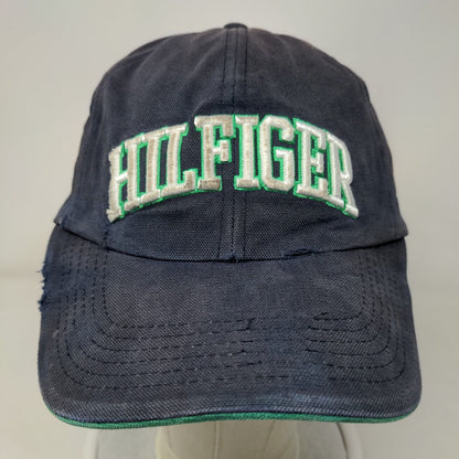 Hilfiger Slideback Hat Blue OSFA Embroidered Adjustable Leather Strap