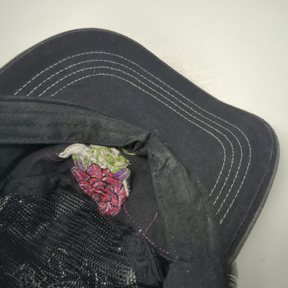 One Hand Jeans Army Cap Gray One Size Hat Mesh Distressed Rose Skull Slideback