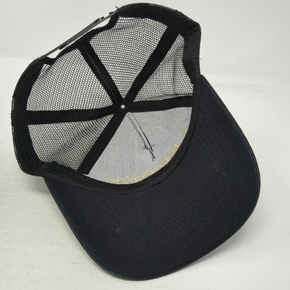 Legacy Motor Club Trucker Hat Black One Size Mesh Back Snapback Gold Embroidery