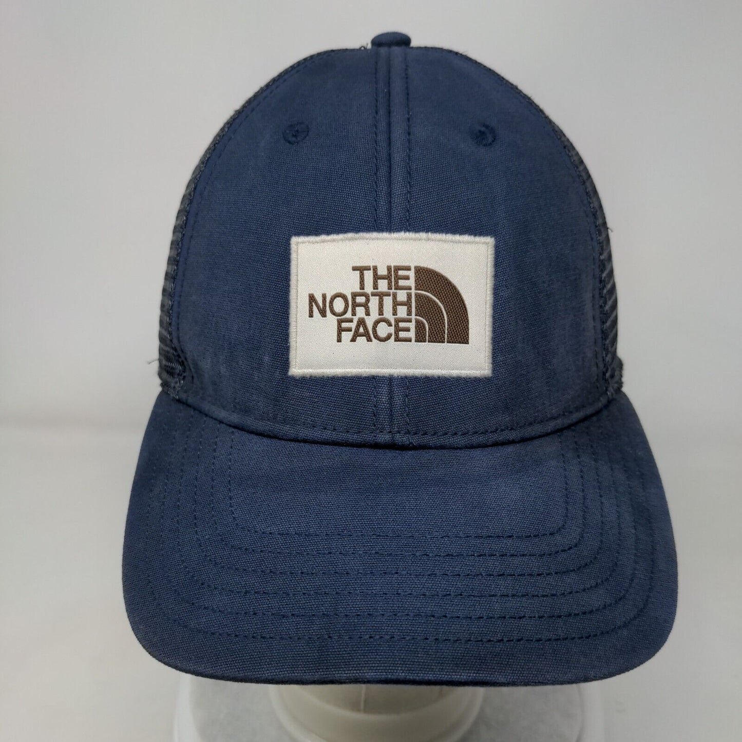 The North Face Snapback Trucker Hat Blue One Size Adjustable Mesh Back 6 Panel
