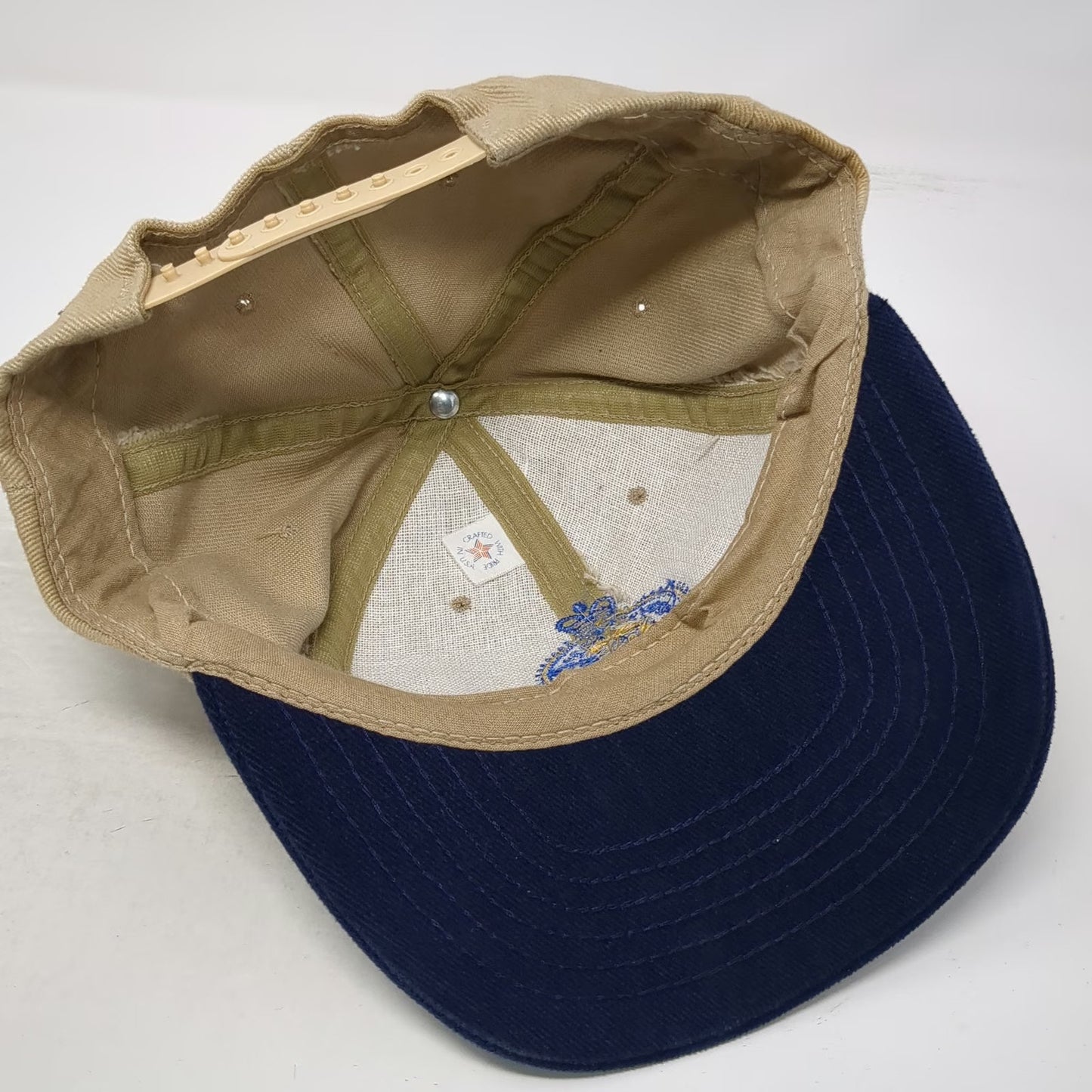 Beige Blue Freeport Container Port Team Freeport Snapback Hat One Size USA Made