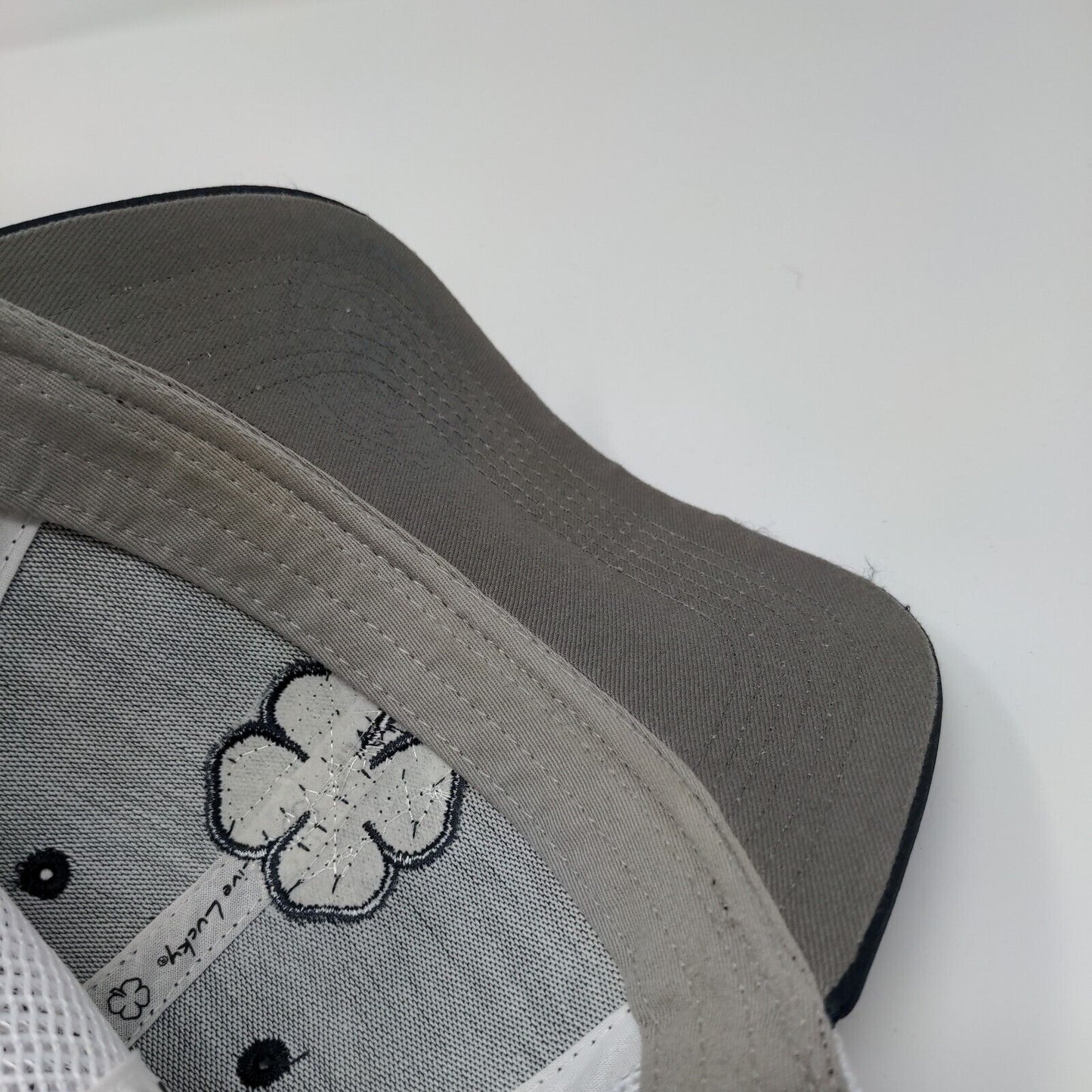 Live Lucky Slideback Trucker Hat Blue OSFA Adjustable Mesh Back Black Clover