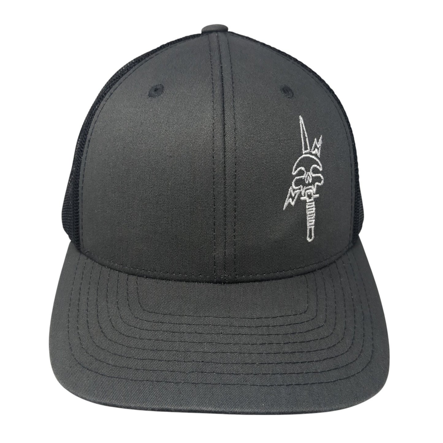 The Classics Yupoong Snapback Trucker Hat Gray One Size Embroidered Logo