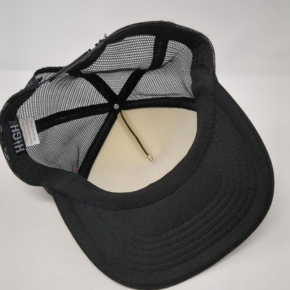 High Fitness Snapback Mesh Back Trucker Hat Black One Size Adjustable