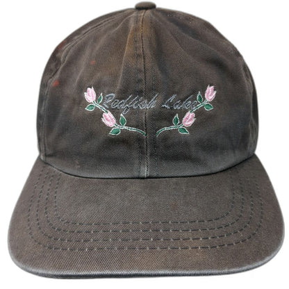Yupoong Baseball Cap Black One Size Redfish Lake Floral Embroidered Cotton Hat