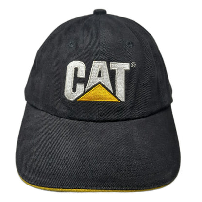 CAT Baseball Cap Black Yellow One Size Slideback Logo Cotton Sandwich Brim Hat