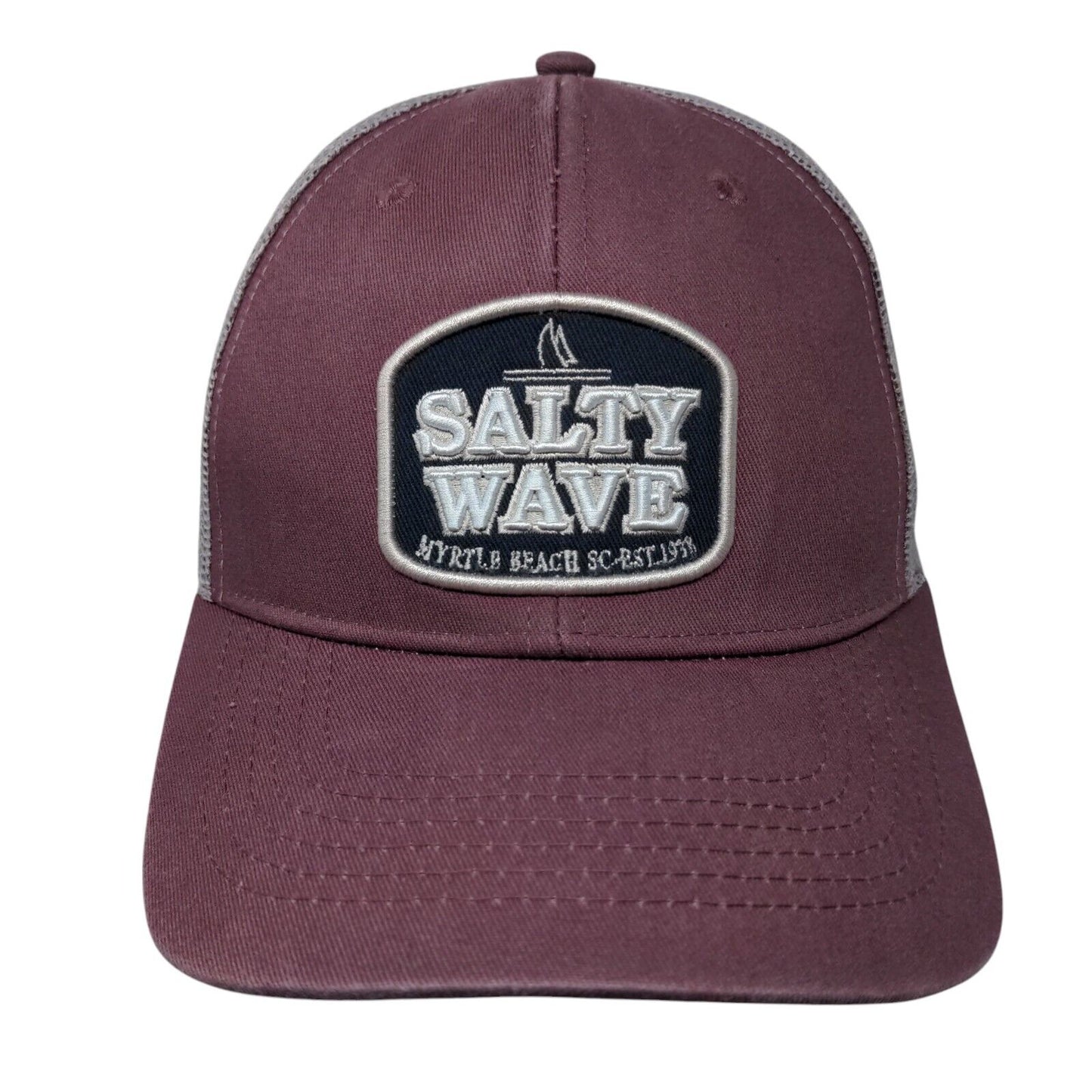 Salty Wave Snapback Trucker Hat Red OSFA Mesh Back Tsunami Surf Shop