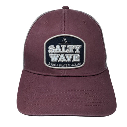 Salty Wave Snapback Trucker Hat Red OSFA Mesh Back Tsunami Surf Shop