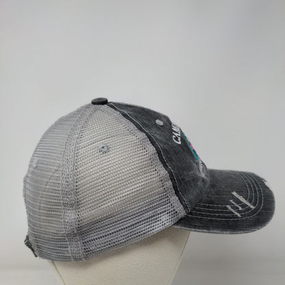 Camping Hair Don't Care Strapback Trucker Hat Gray One Size Katydid