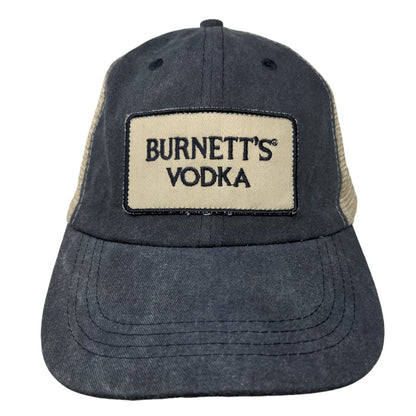 Burnett's Vodka Men's Snapback Hat Blue Tan Cotton Poly Blend Patch Logo