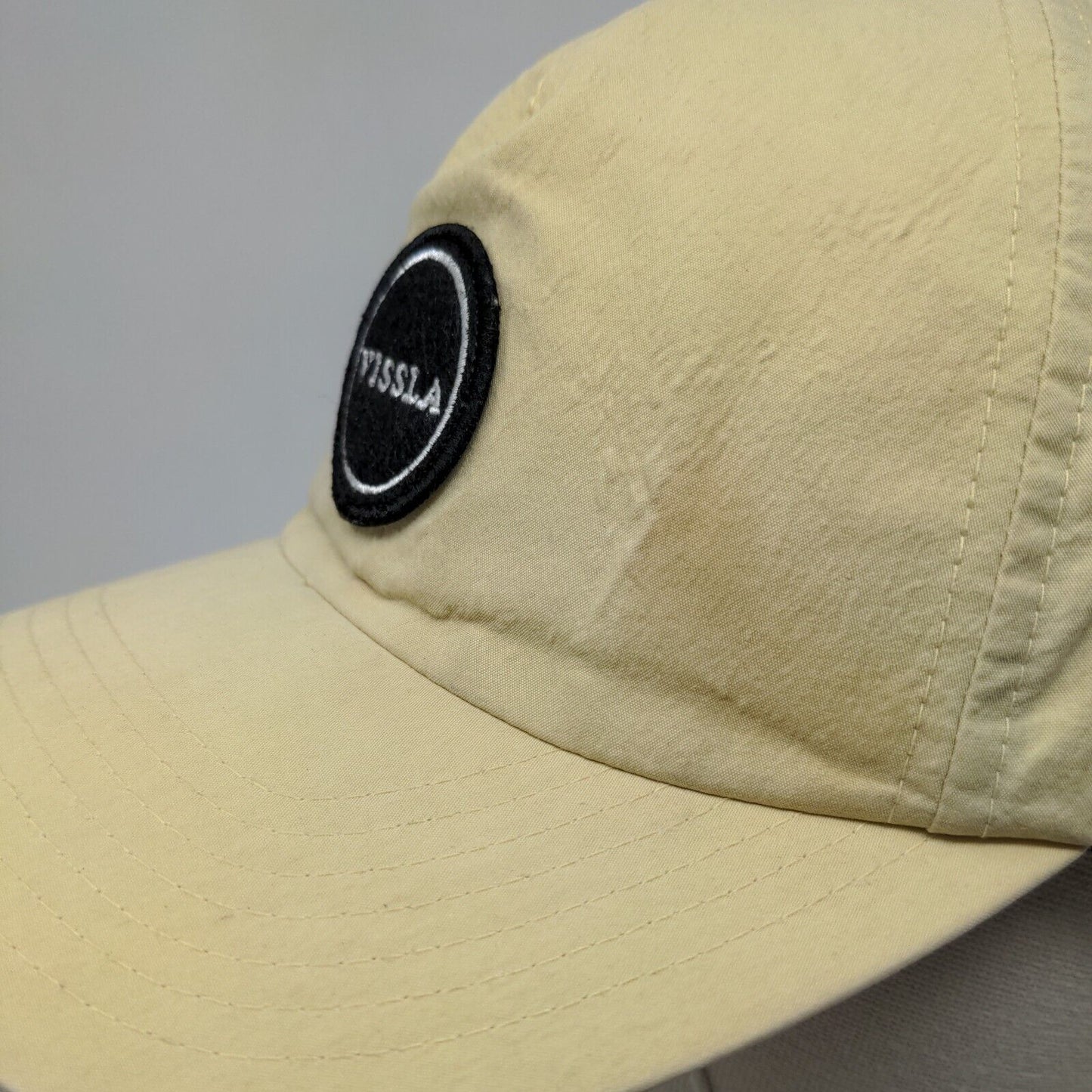 VISSLA Slideback Hat Tan One Size Adjustable Embroidered Vented Holes 6 Panel
