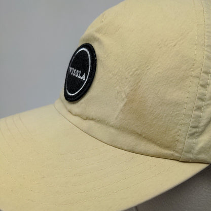 VISSLA Slideback Hat Tan One Size Adjustable Embroidered Vented Holes 6 Panel