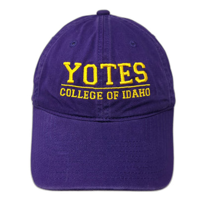 Legacy College of Idaho Yotes Purple Cap One Size Embroidered Slideback Cotton