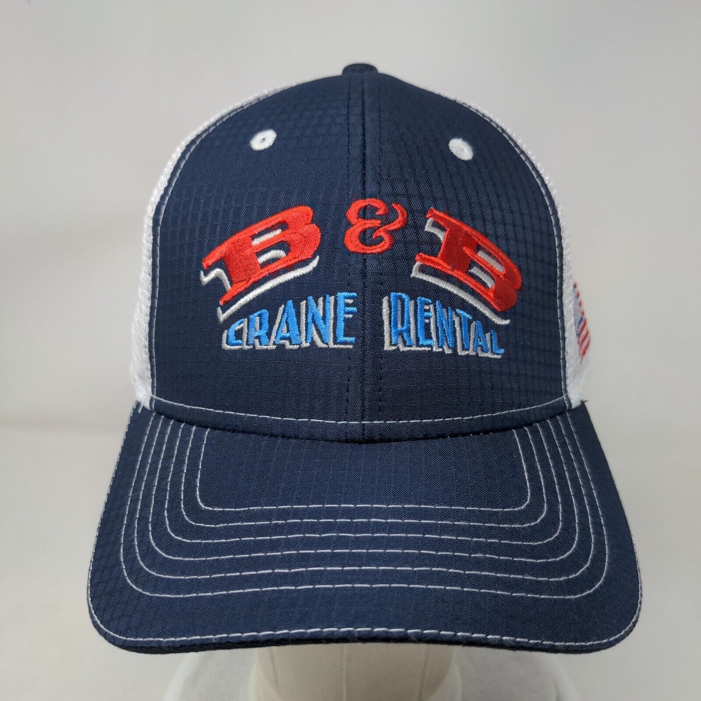 B&B Crane Rental Snapback Mesh Back Trucker Hat Blue One Size Embroidered